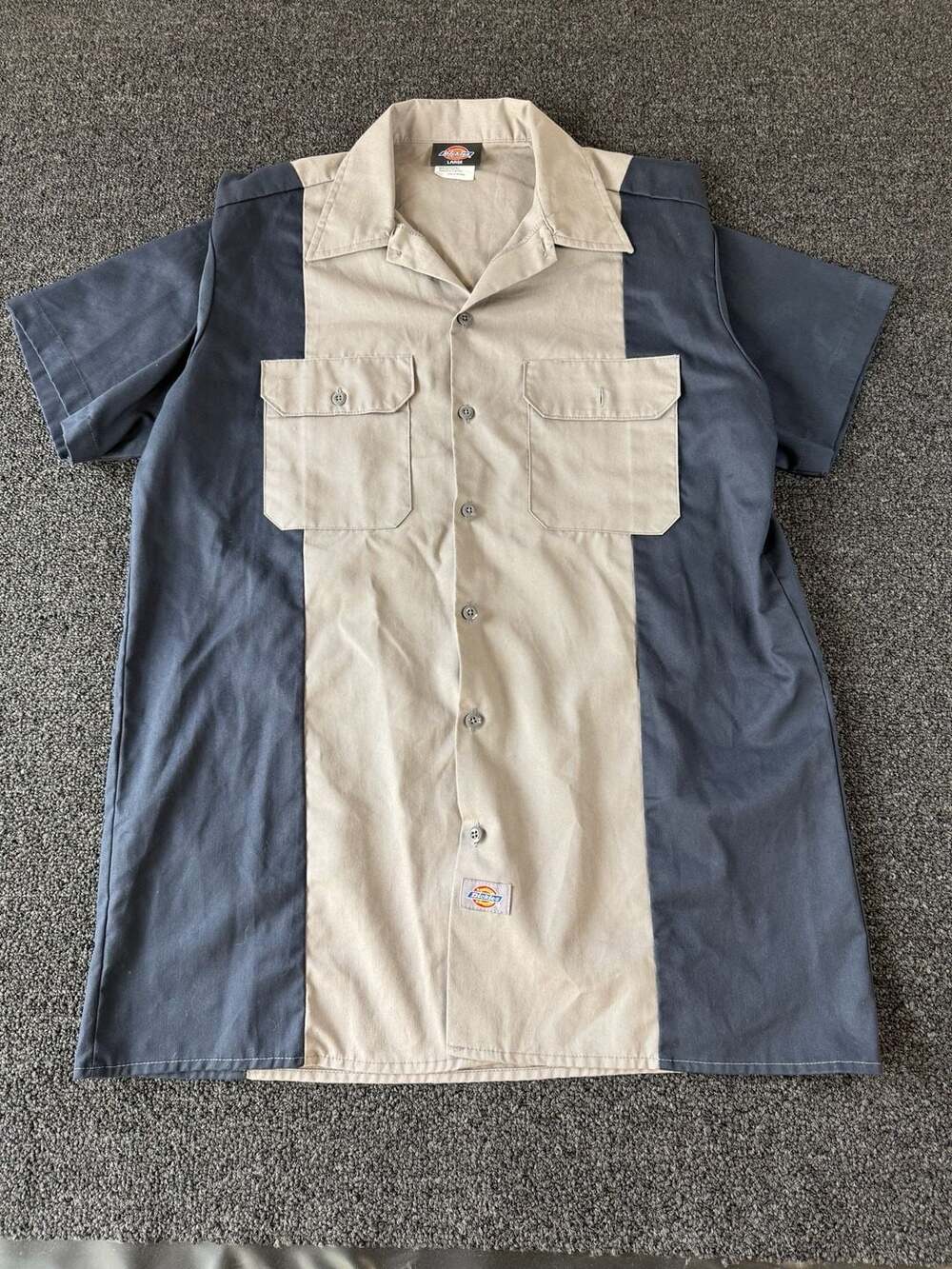 Dickies Two Tone Navy Colorblock Button Up Shirt